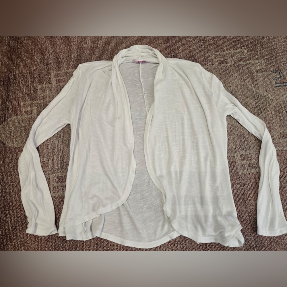 Fresh Produce white lightweight knit open cardigan size med/lg